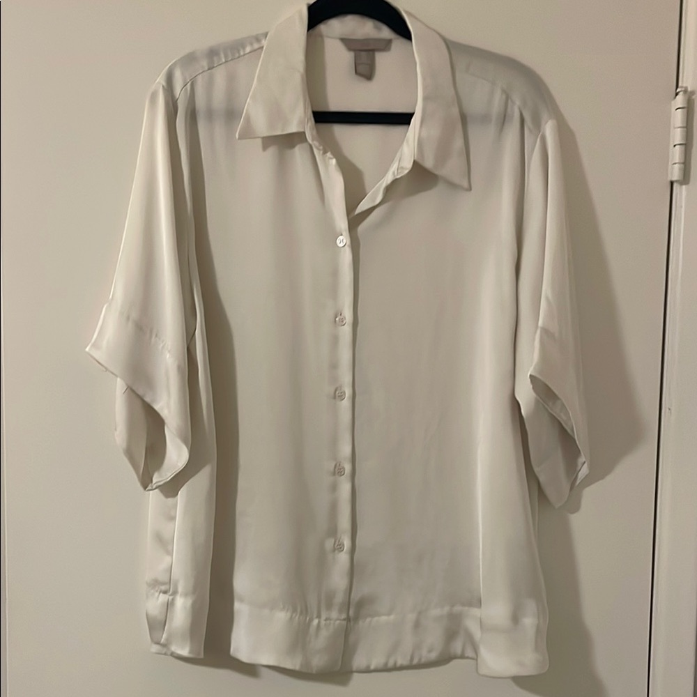 H&M silky kimono sleeve white blouse